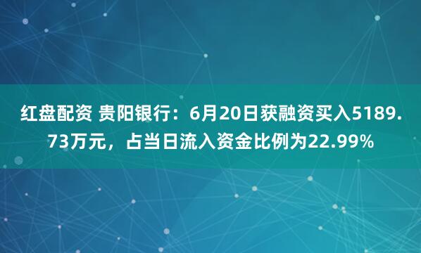 红盘配资 贵阳银行：6月20日获融资买入5189.73万元，占当日流入资金比例为22.99%