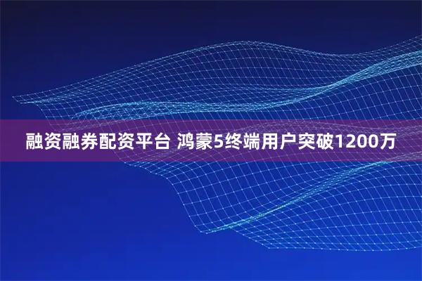 融资融券配资平台 鸿蒙5终端用户突破1200万